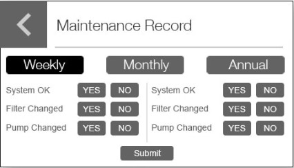 Interface Donaldson BOFA PRO OS de suivi des opérations de maintenance