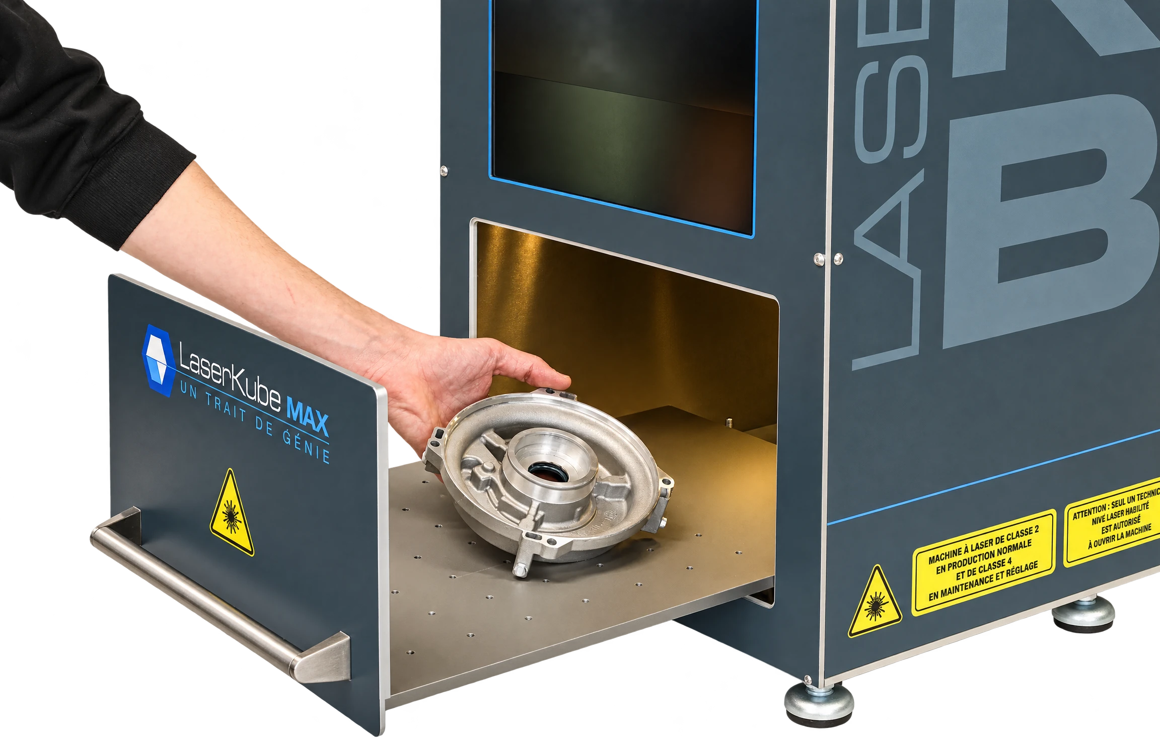 LaserKube-MAX, tiroir de chargement ouvert