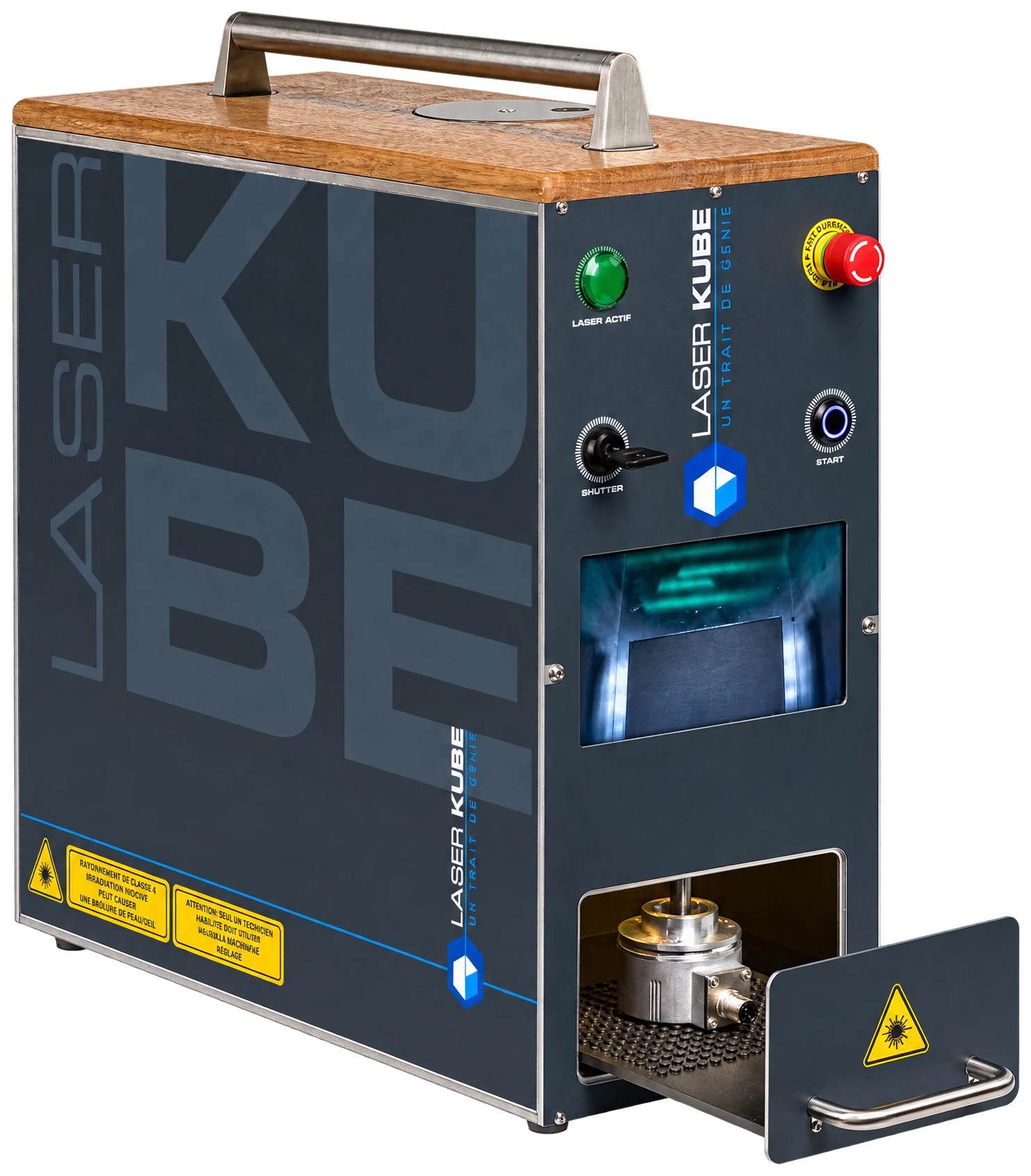 LaserKube-X, tiroir de marquage ouvert